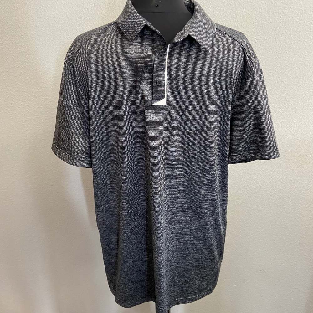Zyia Active‎ Mens L Gray Space Dye Performance Golf Polo Shirt Excellent Stretch